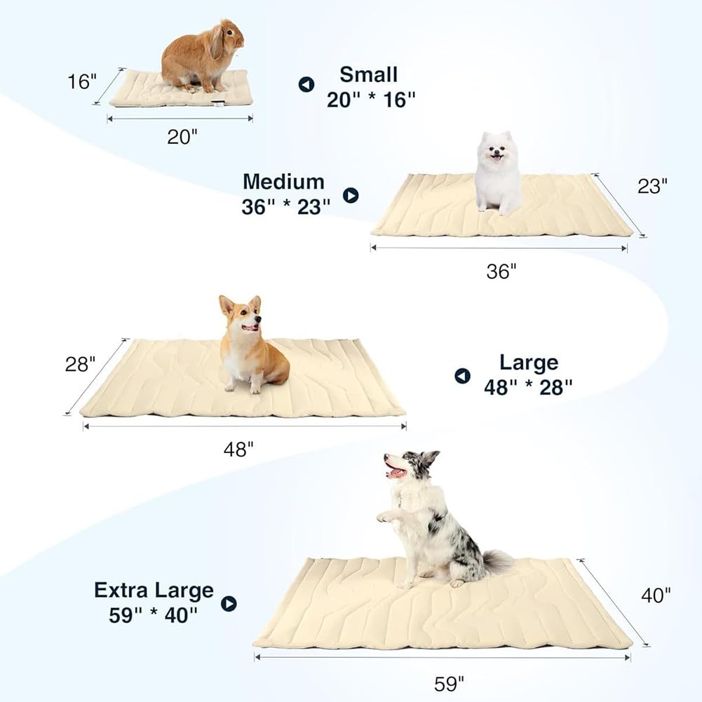 Die Innovative Kühlmatte Für Hunde, KüHlmatte Hund SelbstküHlend, Waschbar KüHldecke für Hunde, Faltbare Sommer-Haustiermatte, Wendbar für Ganzjährigen Komfort (Beige, L)