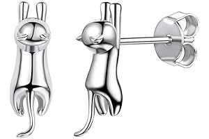 SILVERCUTE Sterling Silver Cat Earrings: A Purr-fect Delight for Cat Lovers