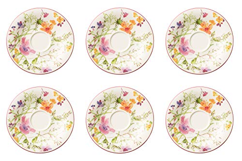 Villeroy & Boch Mariefleur Basic 6er Set Untertassen D. 16cm weiß bunt Porzellan