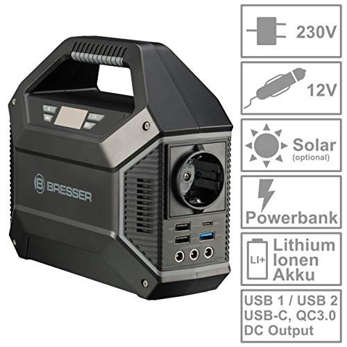 Bresser Mobile Power Station 100 Watt Power Bank für Teleskope oder andere elektronische Geräte mit 3x USB und 1x 230 Volt Anschluss – Bild 3