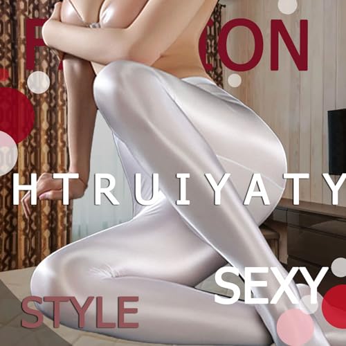 Image of HTRUIYA Shiny Pantyhose for Women Glossy Stocking Pantyhose Wet Look Sparkly Tights for Dance Leggings