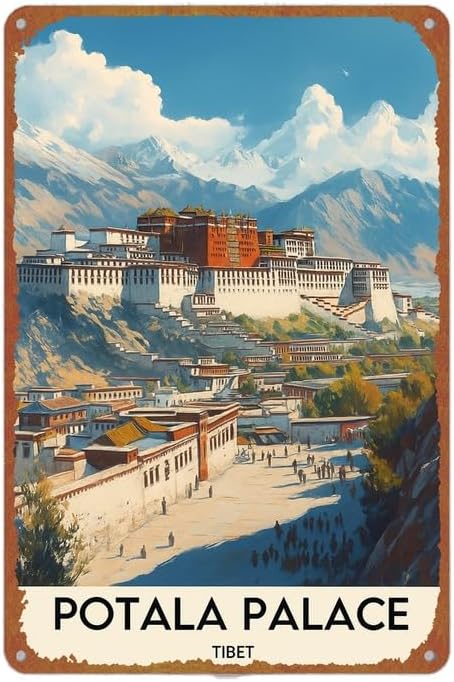 Potala Palace Vintage Travel Metal Sign Wall Decor 8x12 Inch