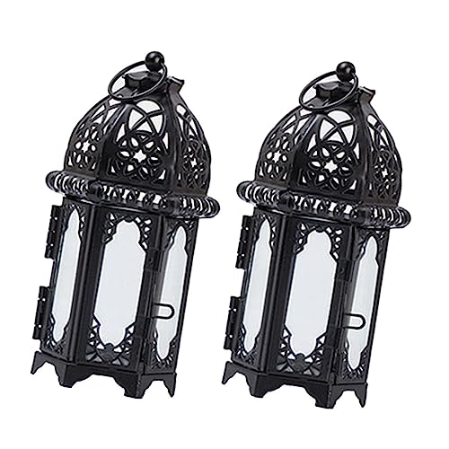 RORPOIR 2piezas Candelabros De Hierro Forjado Vela De Vidrio Transparente Soporte para Velas Decoración De Linterna