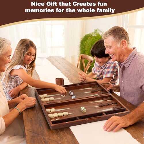 Set artesanal de backgammon de madera, 16" tamaño grande miniatura 2