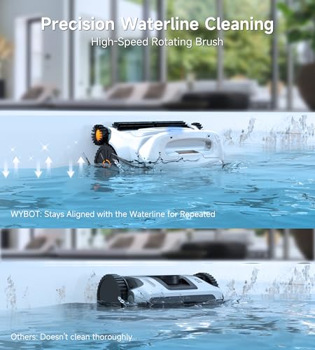 Image of (2026 NEW) WYBOT Cordless Robotic Pool Vacuum, Six-Roller Brush, Edge to Edge Cleaning High Obstacle Crossing, Lightweight Pool Cleaner (White & Orange)