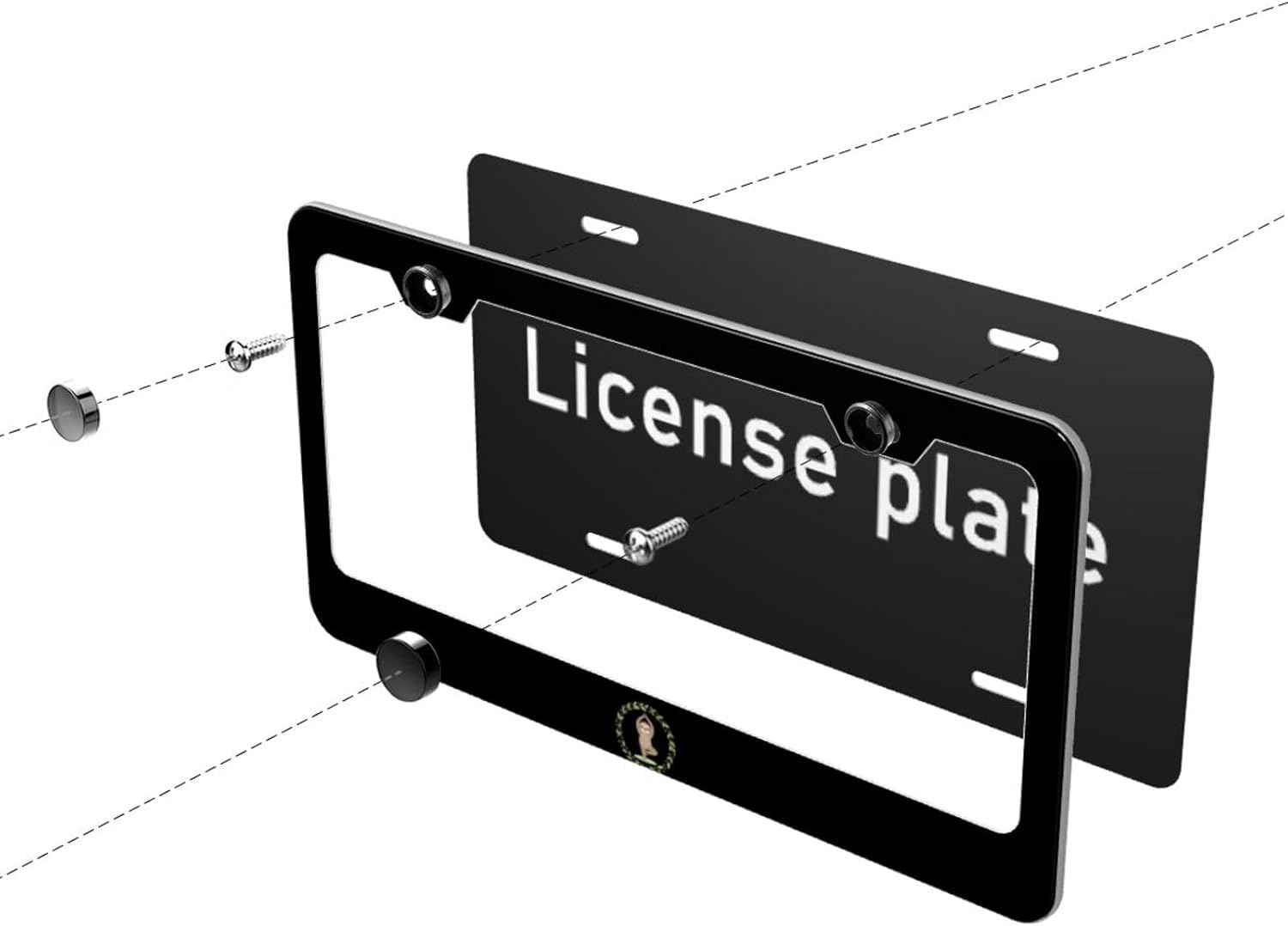 0 Matte Aluminum License Plate Frame with Black Screw Caps，2pcs 2 Holes Black Licenses Plates Frames,Car Licenses Plate Covers Holders for Us Vehicles/Women/Men