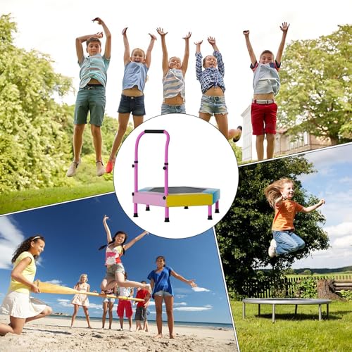 Trampolín para niños con mango ajustable, juguete de ejercicio de rebote interior de 90 cm 6