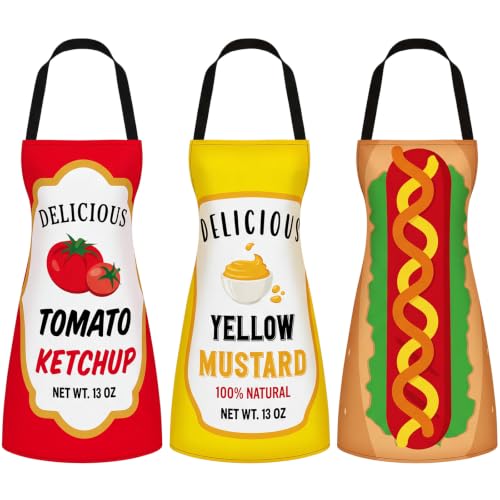 Mepase 2/3 Pcs Halloween Couple Costumes Apron for Adult,3 Pcs,Hot Dog