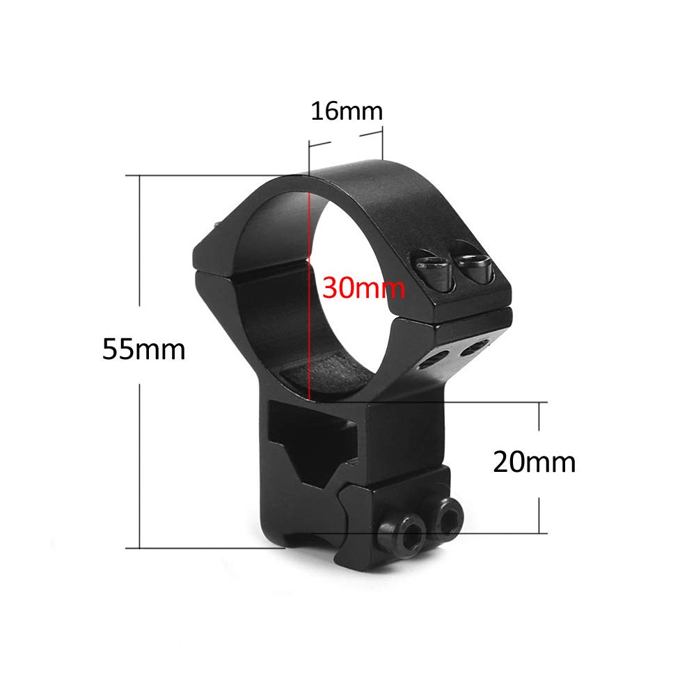 MIZUGIWA 30mm/2Pcs, High Profile, 11mm Dovetail, See-Thru, Scope Mount Rings