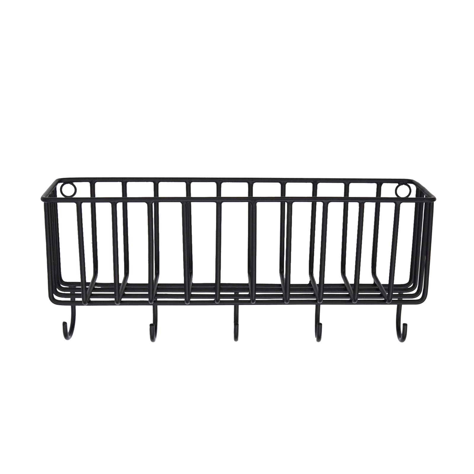 Cesta de almacenamiento Fynn con gancho negro de 30 x 13 cm, soporte para utensilios de cocina, estante para especias