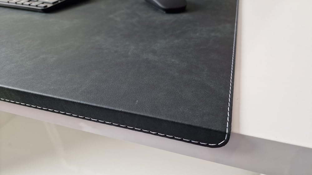 Gewinkelte Schreibtischunterlage mit Kantenschutz Nubuk Leder 60 x 38 Anthrazit