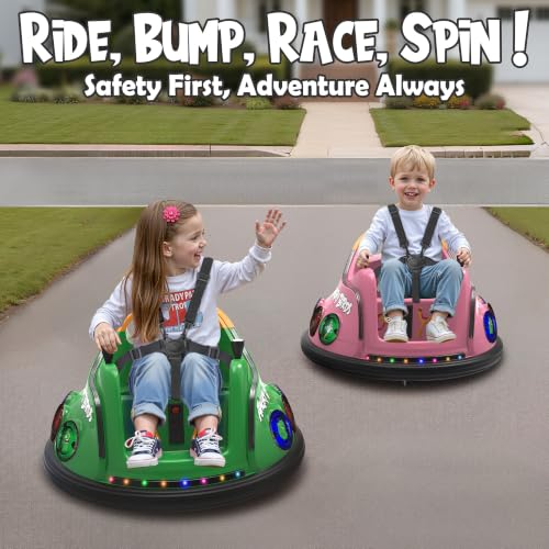 Image of ANPABO 12V Bumper Car for Kids, w /Remote Control, 360 Spin, Green