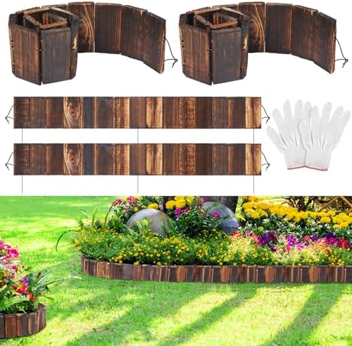 Wood Borders for Landscaping: Transform Your Garden with These 5 Surprising Picks 6 Suzile 4 Pcs Wooden Garden Edging Border 4 x 30 Inch Wood Landscape Edging with Gloves 10ft Flexible Bed Grass Weed Barrier for Decorative Lawn Yard Patio Driveway Pathway Tree Fences