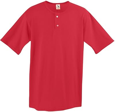 Augusta Sportswear Two Button Baseball Jersey, Large, Red