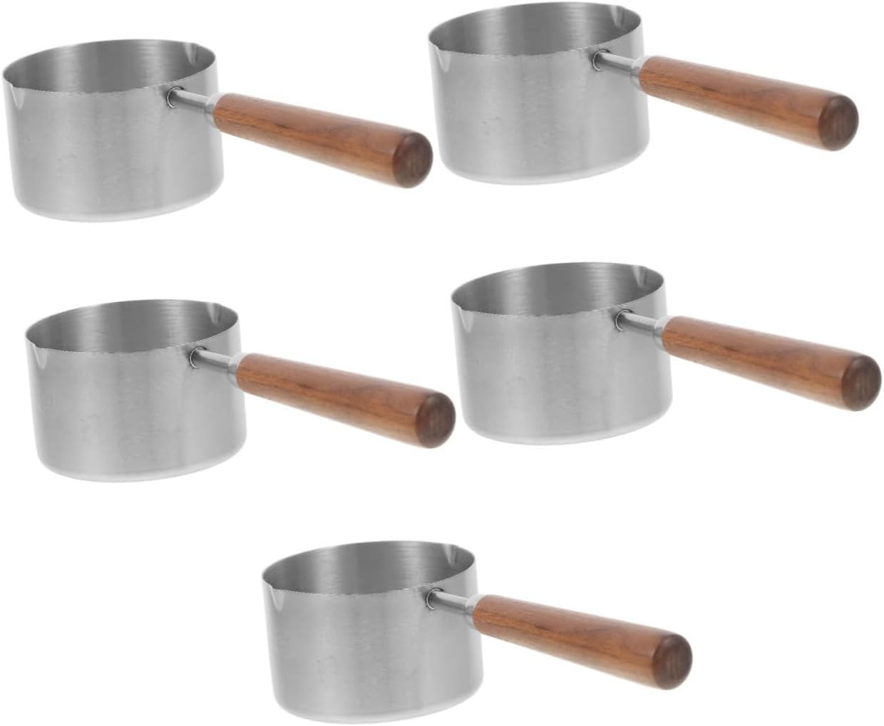 BESPORTBLE 5pcs Wooden Handle Pet Food Scoop Handheld Nonslip Dog Food Measuring Spoon Stainless Steel for Cats and Dogs Compact and Portable Design for Home and Pet Stores