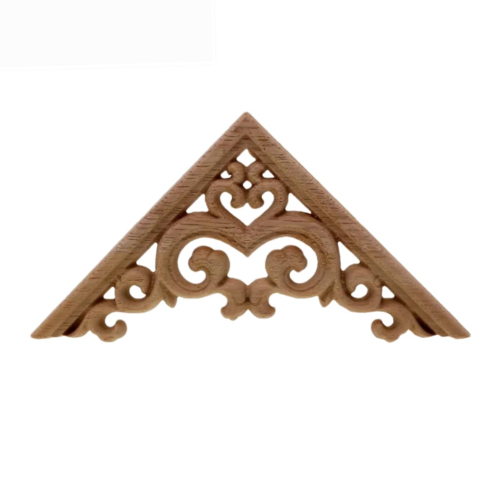 Flower Carving Natural Wood Appliques for Furniture Cabinet Unpainted Wooden Mouldings Decal Decorative Figurines 15X15cm
