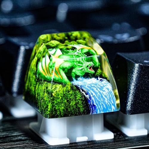Tecla de dragón esmeralda para personalizar tu setup y teclado mecánico de resina 5