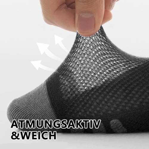 Chic Defend Sneaker Socken Herren 10 Paar Atmungsaktive Baumwolle Sportsocken Kurz Sommer Halbsocken Laufsocken Schwarz Weiß Grau 35-38 39-42 43-46 47-49, Schwarz, 43-46