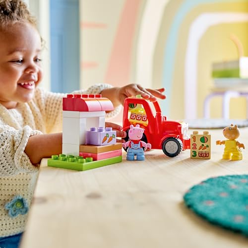 DUPLO Peppa Pig Trattore e Mercato - Giocattolo Didattico per la Motricità Fine - Giochi Montessori con 2 Personaggi Incluso Pedro il Pony - Regalo per Bambine e Bambini da 2 Anni in su - 10468 - Lego - Immagine 7
