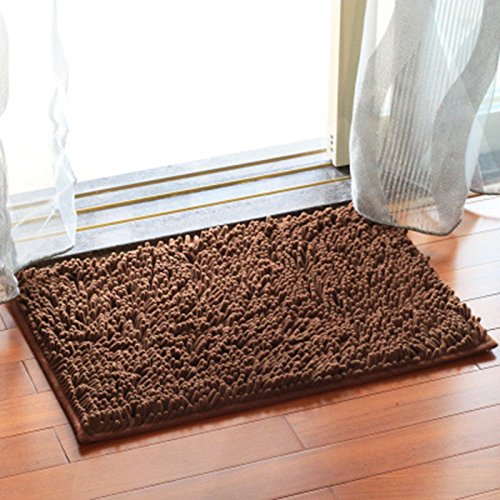 ele ELEOPTION Microfiber Soft Shag Bathroom Mat Rug Kitchen Rug Door Way Feet Mat Anti-slip Strip Absorbent Doormat Bathroom Shower Rugs Shaggy Carpet (50x80 cm - Image 2