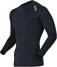 Otafuku Glove JW-540 Men’s Compression Undershirt, Long Sleeve, All Season, Round Neck, Temperature Control, Deodorizing, UV Protection, Outlast Fabric, Color & Design: Black, Size: L