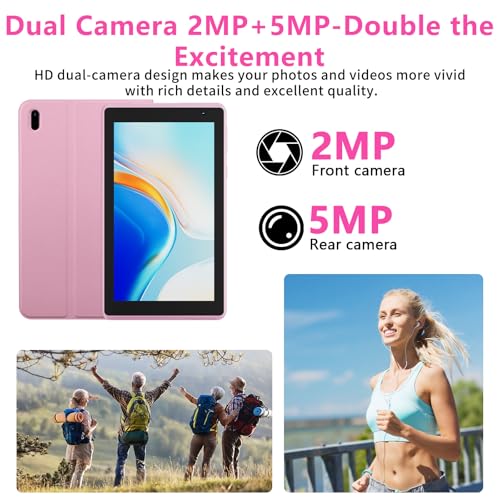 Image of ATOZEE 7 Inch Android Tablet with Case, Android OS Tablet PC, 32GB ROM+ 8GB RAM Tabletsa Quad-Core Processor Android Tableta pc Dual Camera,5G WiFi 6, BT Computer Tabletas,mini Tablets (Pink)