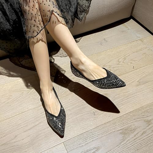 Womens Sparkly Rhinestones Slip-On Dress Ballets Flats Crystals Closed Pointed Toe Shoes for Party Wedding Dating Evening4