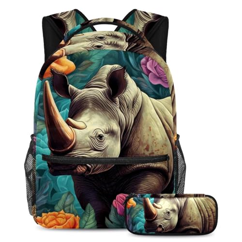 Sac à dos avec trousse à crayons de voyage, cartable ado pour le collège et les sorties