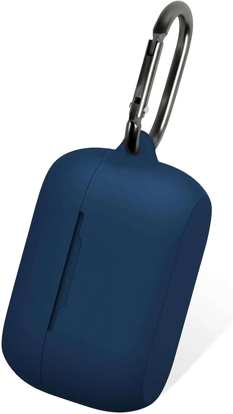 Silicone Case for Jabra Elite 75t & Jabra Elite Active 75t, Soft and Flexible, Scratch/Shock Resistant Cover with Carabiner for Jabra 75t Earbuds (Elite 75t, Navy Blue)