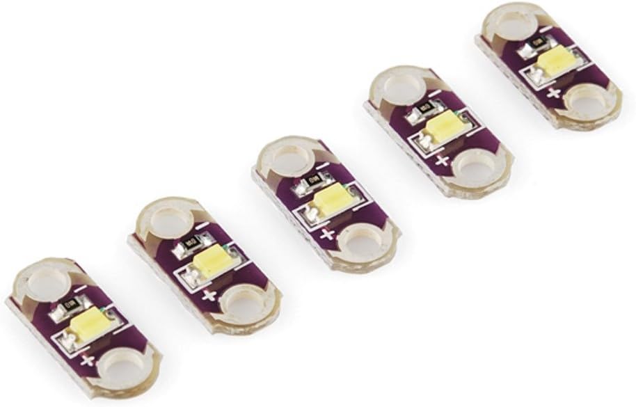 Lilypad Amber LEDs–5 Amber Color LEDs with Internal Resistor for Lilypad E-Textiles and Wearable Projects, Pack of 5