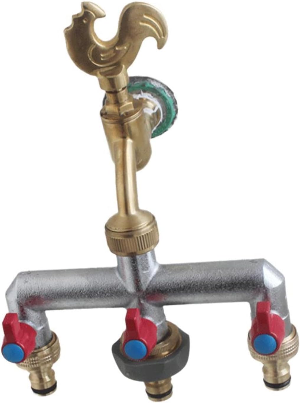Brass Garden Hose Splitter Water Tap Distributor with Individual On/Off Valve 3/4in Threaded Adapter for Home, Garden, Outdoor(2-Way Adapter)