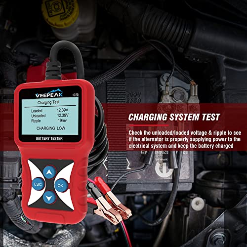Veepeak 12V Car Battery Tester, Automotive 100-2000 Cca Digital Battery Load Tester Alternator Analyzer Vehicle Charging & Cranking System Testing Tool For Cars, Motorcycles, Boats, Atvs, Rvs #TOP4