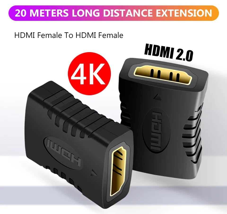 HDMI Coupler, HDMI Female to Female Adapter,HDMI Adapter Connector with 4K Ultra HD UHD 3D Full HD 1080p HDR