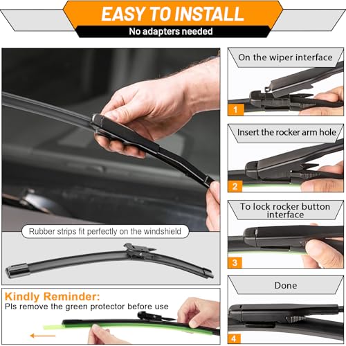 Image of AUTOBOO Windshield Wiper Blade Replacement for Toyota Tundra Sequoia | Fits Tundra 2007-2021 Sequoia 2008-2022, 26 inch+23 inch, OEM quality, all-season performance, easy install