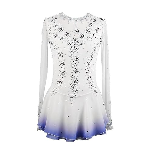 Nnnnydjy Ice Skating Costumes Girls' Figure Skating Competition Dress Art Gymnastics Leotards Roller Skating Activewear,White,4_6Years