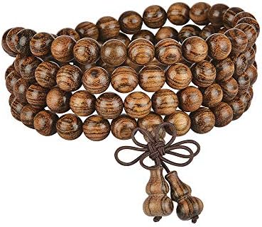 anzhongli Mala Beads Bracelet 108 8mm Prayer Meditation Sandalwood Elastic