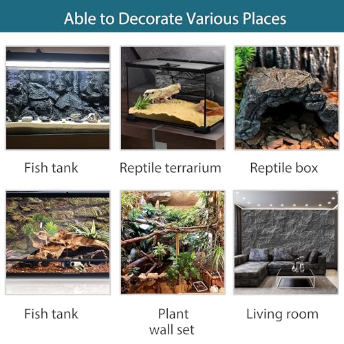 Image of 4pcs Rock Terrarium Background,3D Reptile Tank Background Board,Amphibian Stereo Backdrop Wall,Lizard Snake Gecko Spider Chameleon Turtle Fish pet silo Background Decorative Panel