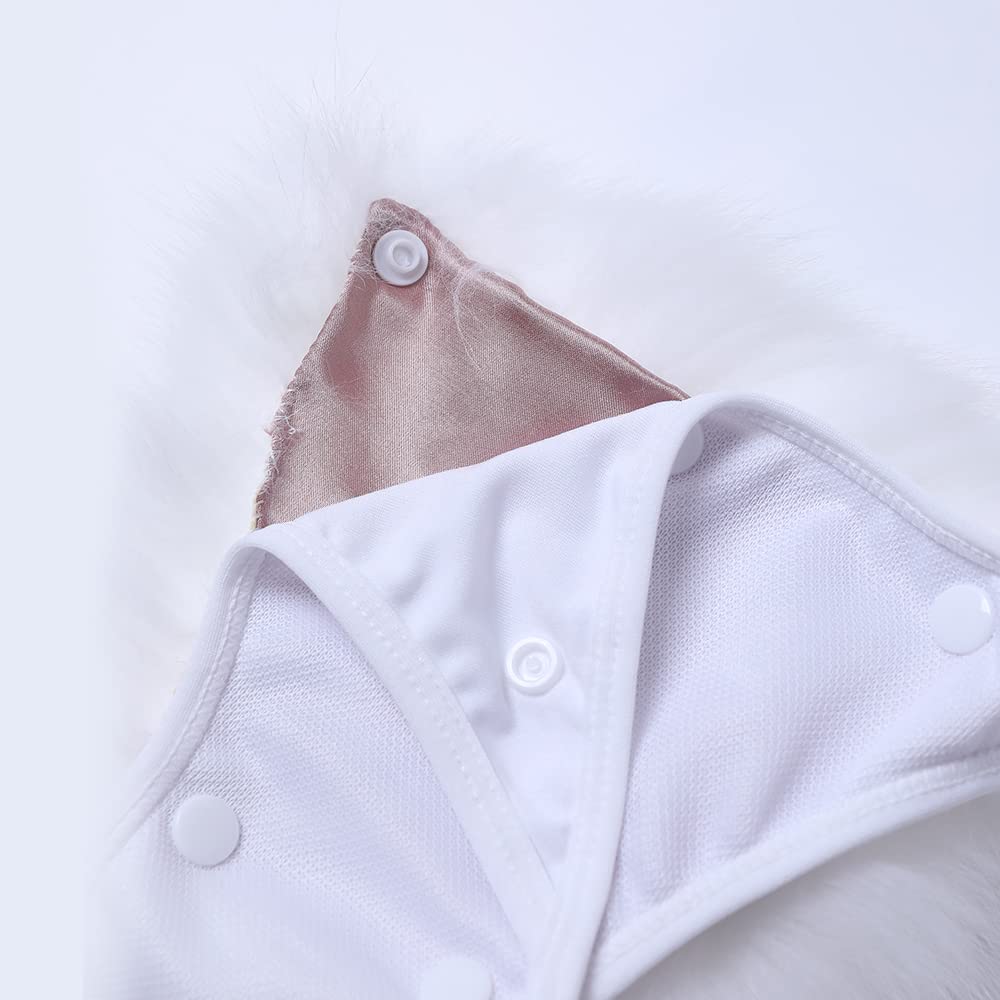 ZOSCGJMY Women's Faux Fur Halter String Triangle Bikini Sets Two Piece Swimsuits: One Size White