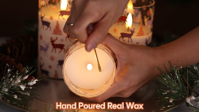 Image of Glass Flameless Pillar Candles with Remote, Flickering Red Buffalo Plaid Glass LED Candles Battery Operated Set of 3