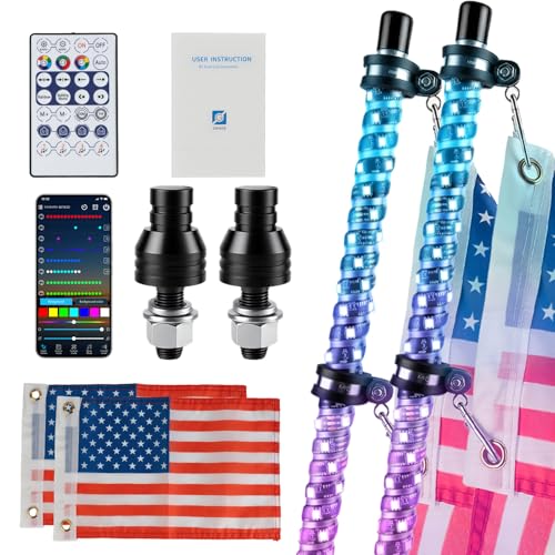 �A�v��&�����R��&���y�����h��LED�z�C�b�v2�t��3FT RGB LED���C�g�z�C�b�v���C�g�A2�̃t���b�O�t���AUTV ATV Polaris RZR Can-Am�p���b�J�[�X�C�b�`�t��RGB�`�F�C�V���O���C�g�t���z�C�b�v