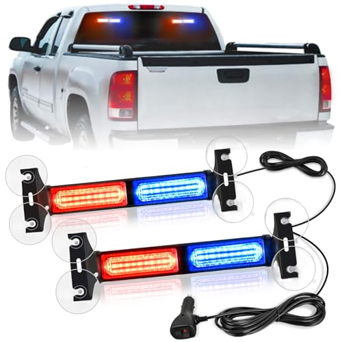 Nilight 40LED Blue Red Emergency Strobe Traffic Advisor Light Bar with Suction Cups Dash Safety Warning Hazard Flashing Lights Interior Front/Rear Windshield for Trucks Construction Vehicles