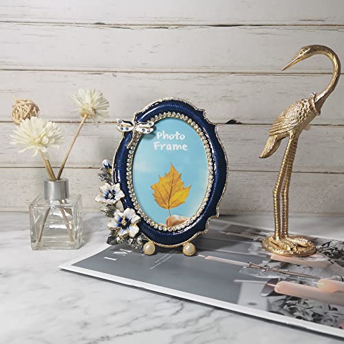 Tricune Floral Picture Frame 3.5X5, Vintage Photo Frame Made Of Metal And High Definition Glass For Table Top Display, Home Decor #TOP5