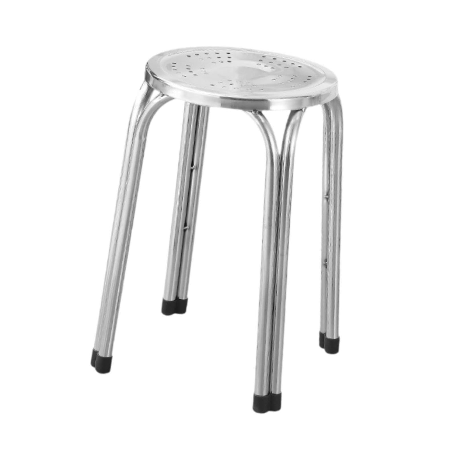 Taburete Apilable de Acero Inoxidable de Bar, Taburete de Respaldo de Estilo Utilitario, Superficie Perforada para Ventilación, para Hogar y Restaurante