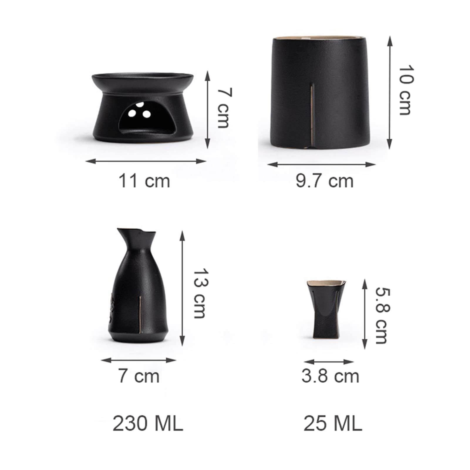 CUNTO Set da Sake da 9 Pezzi, Tradizionale Set di Tazze da Sake in Ceramica retrò, con pentola riscaldante e fornello per Candele, Design Elegante, miglior Regalo per Tazze di Famiglia e Amici
