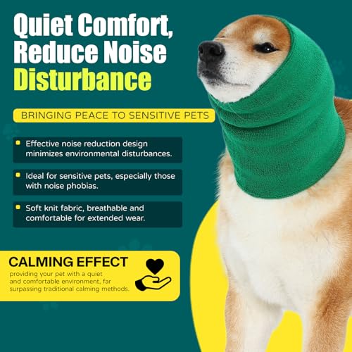 Image of Dog Calming Hoodie Quiet Head Cover Sleeves Double Layer Thickened Dog Ear Muffs Noise Protection,Dog Hematoma Ear Wrap, Dog Headband for Anxiety Relief for Bath, Thunderstorms