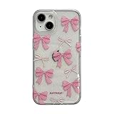 ZOEVEES Bow Phone Case Compatible with iPhone 11, Coquette Fall Aesthetic Bling Cute Pink Ribbon Bow Phone Case for Women Girls