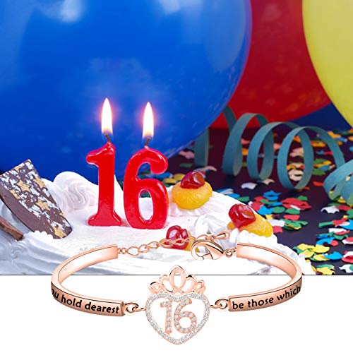 Image of FEELMEM Birthday Gifts Bracelet 12th 13th 16th 18th 30th 40th Crown Queen Charm Bracelet Birthday Gift for Daughter Niece