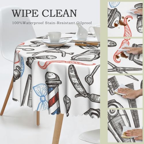 Nappe ronde 150 cm monochrome en polyester imperméable pour table de cuisine