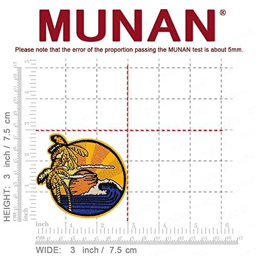 Munan Sunset Seaside Beach Coconut Tree Outdoor Patch Embroidered Applique Badge Iron On Sew On Emblem #TOP2