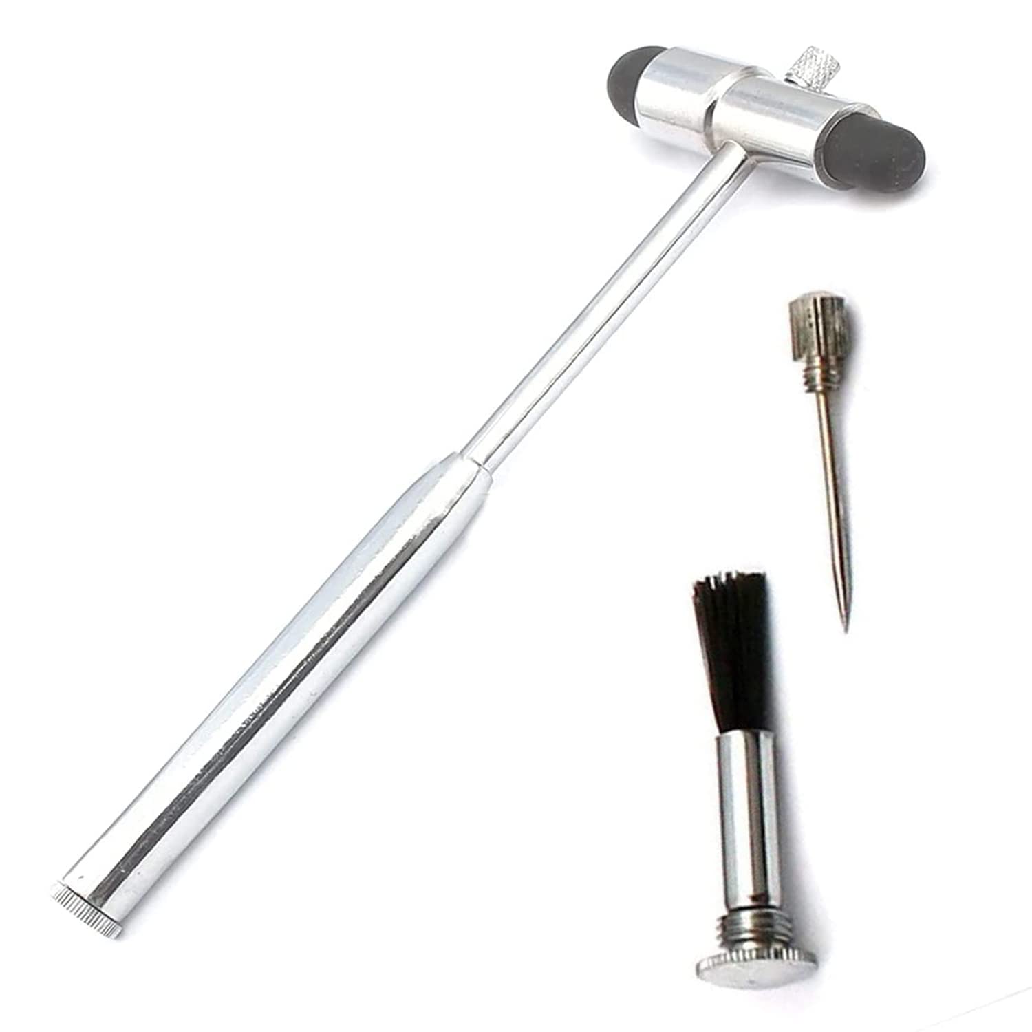 Wellnessd'light - Chrome-Plated Buck Neurological Hammer Stainless Steel 2 Sided Rubber Head